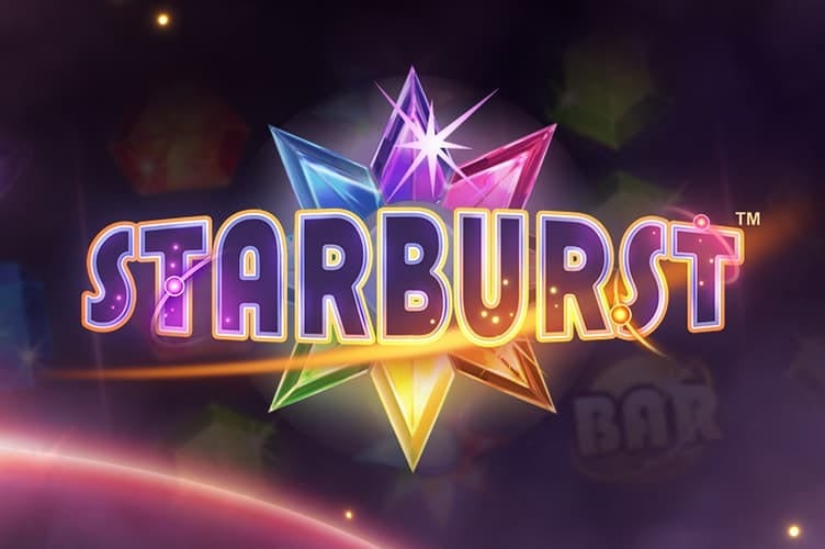 Kleurrijk starburst-logo met fonkelende edelstenen op een donkere achtergrond.